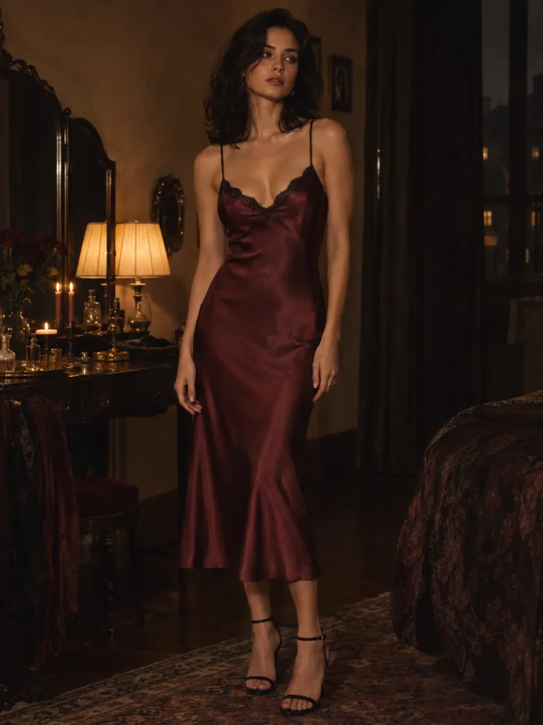 Afterword Lace Trim Slip Dress, worn