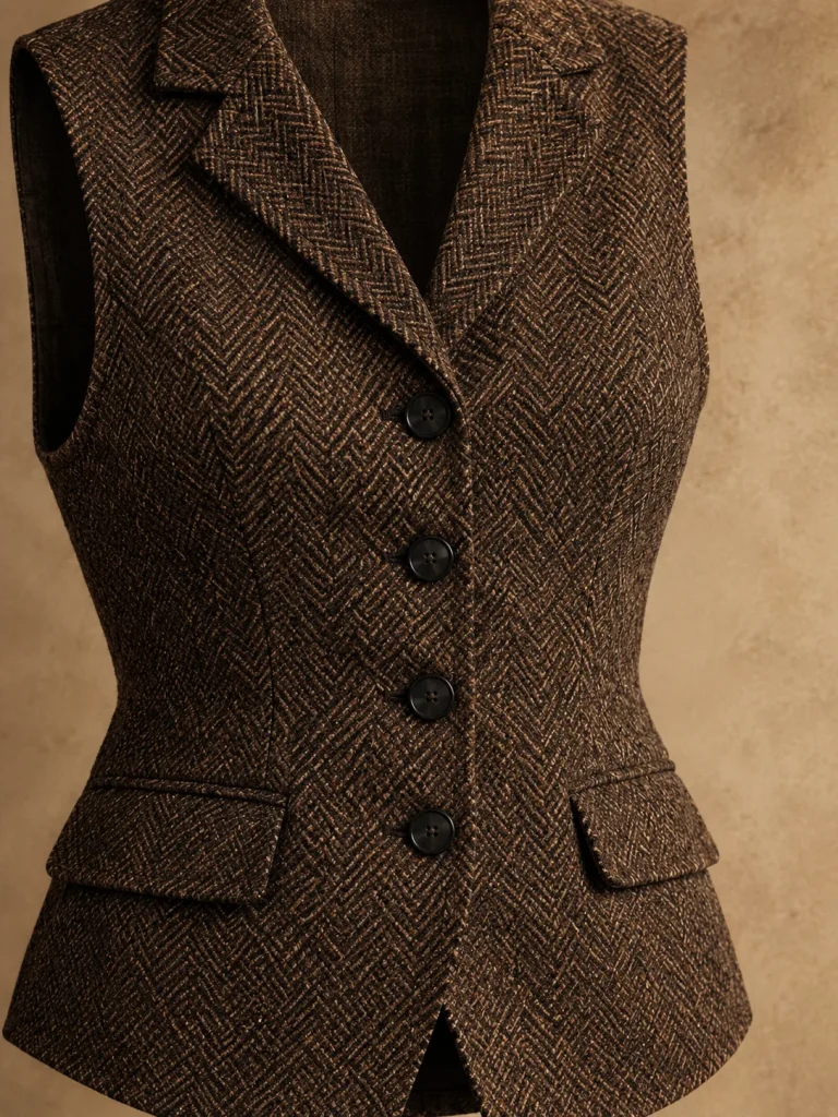 Almanac Herringbone Vest, detail