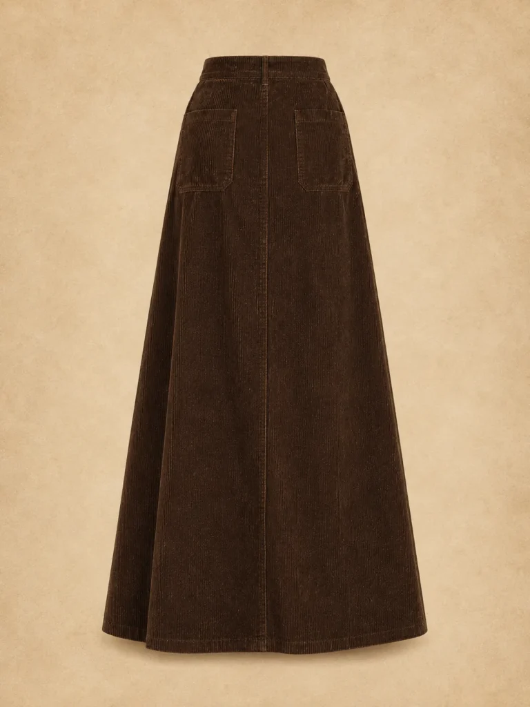 Archive Cord Button Skirt, back view