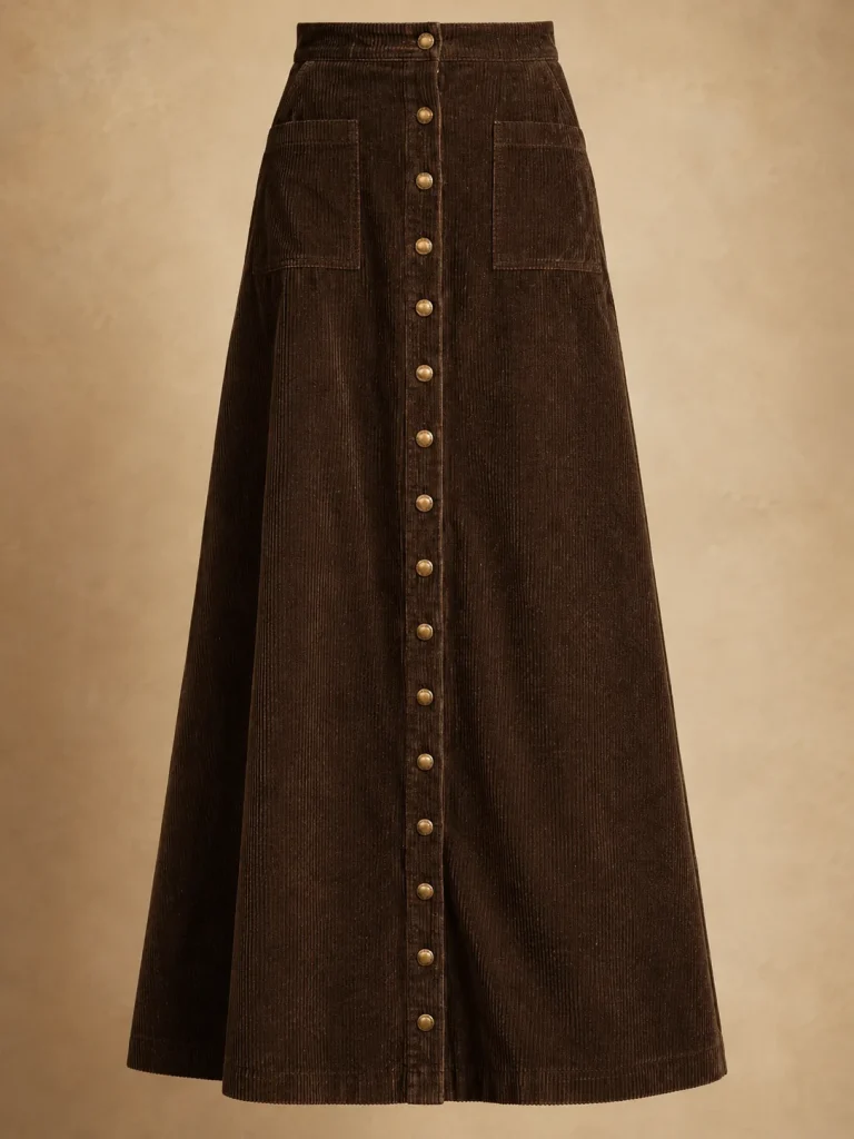 Archive Cord Button Skirt, detail