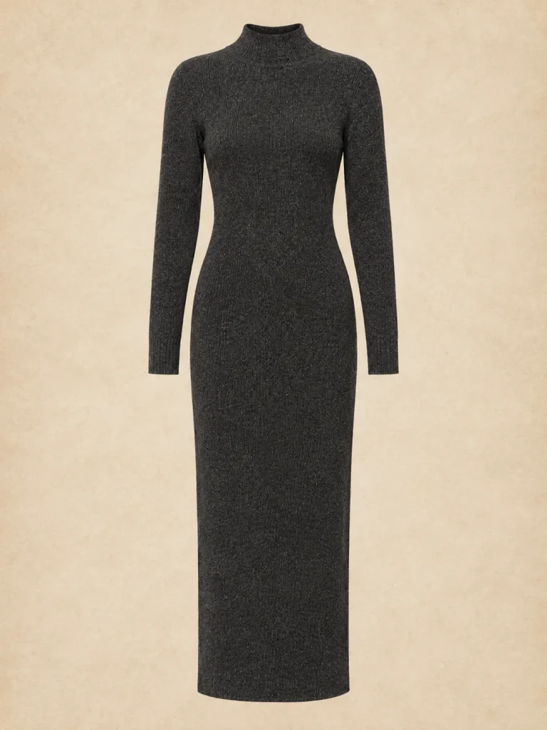 Candle Ash Rib Knit Dress, front view
