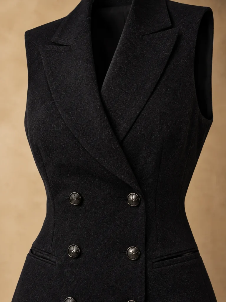 Cipher Double-Breasted Vest, detail