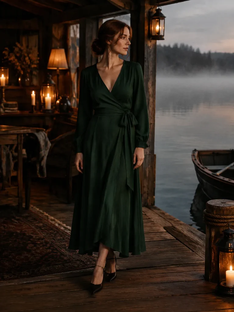 Dusk Chapter Wrap Dress, worn