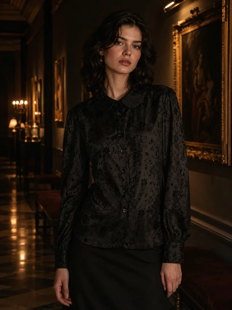 Inkblot Jacquard Blouse, worn
