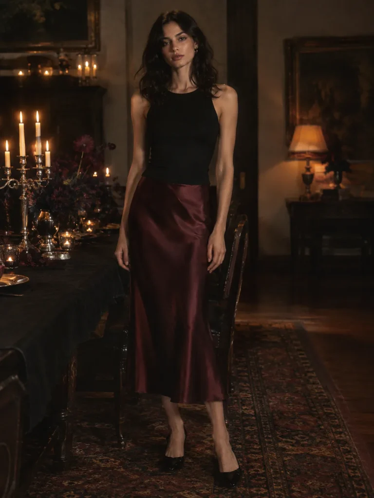 Inkwell Bias Slip Skirt, worn