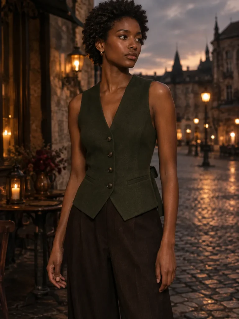 Lamplighter Tie-Back Vest, worn
