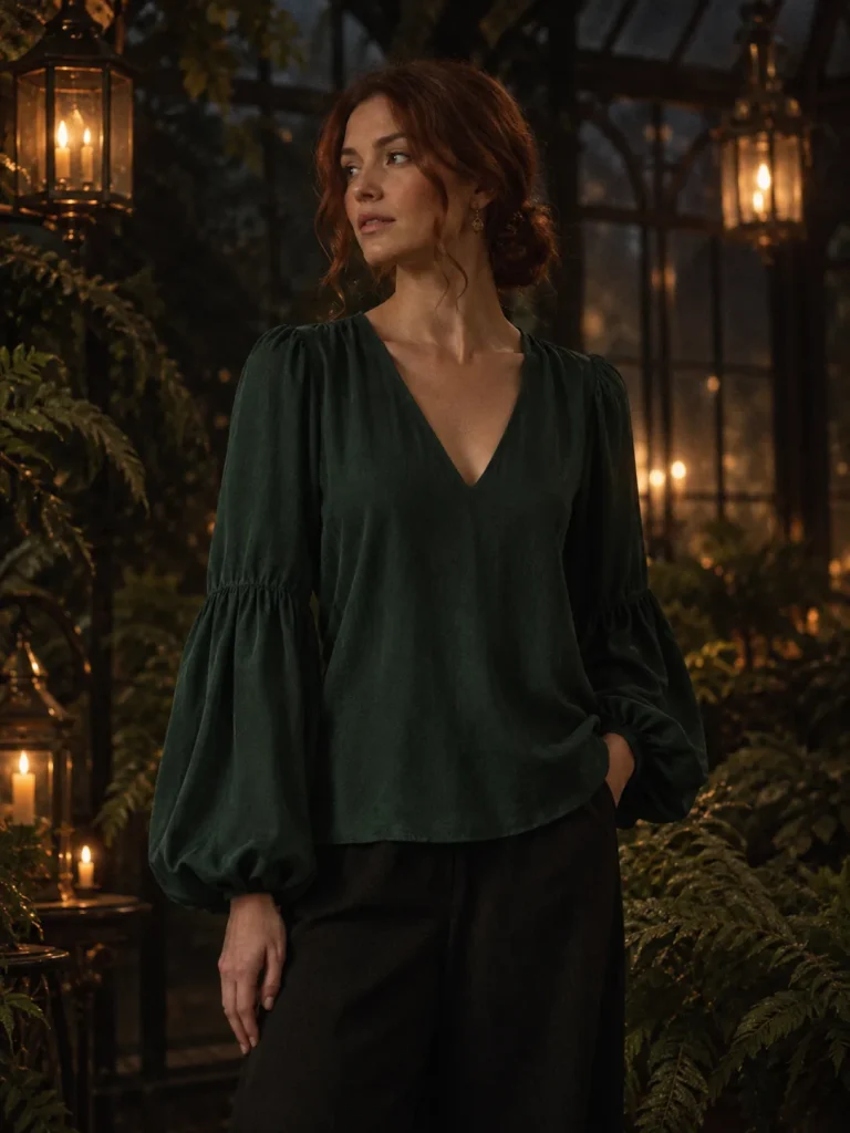 Lantern Sleeve Blouse, worn