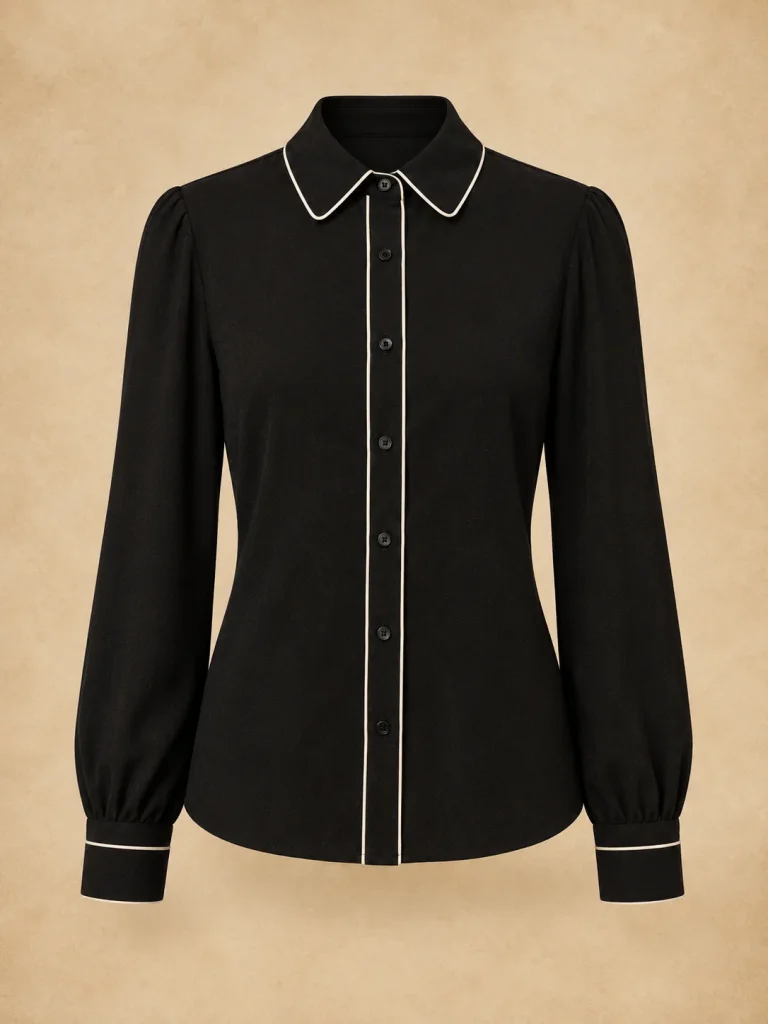 Letterpress Piped Blouse, front view
