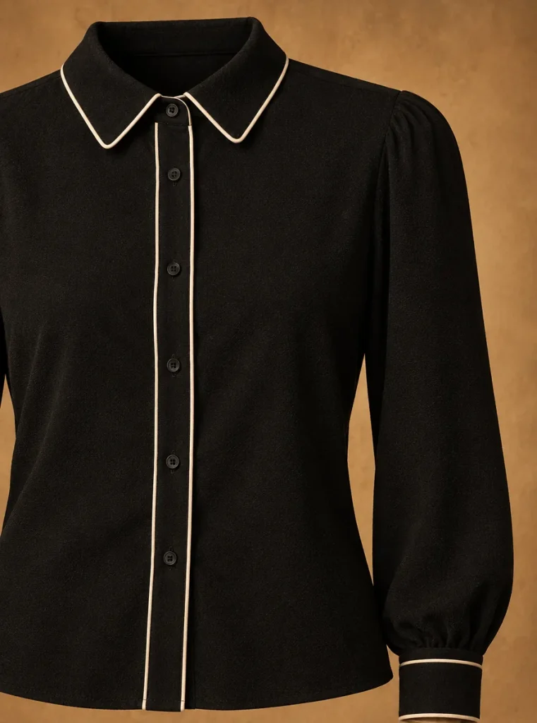 Letterpress Piped Blouse, detail
