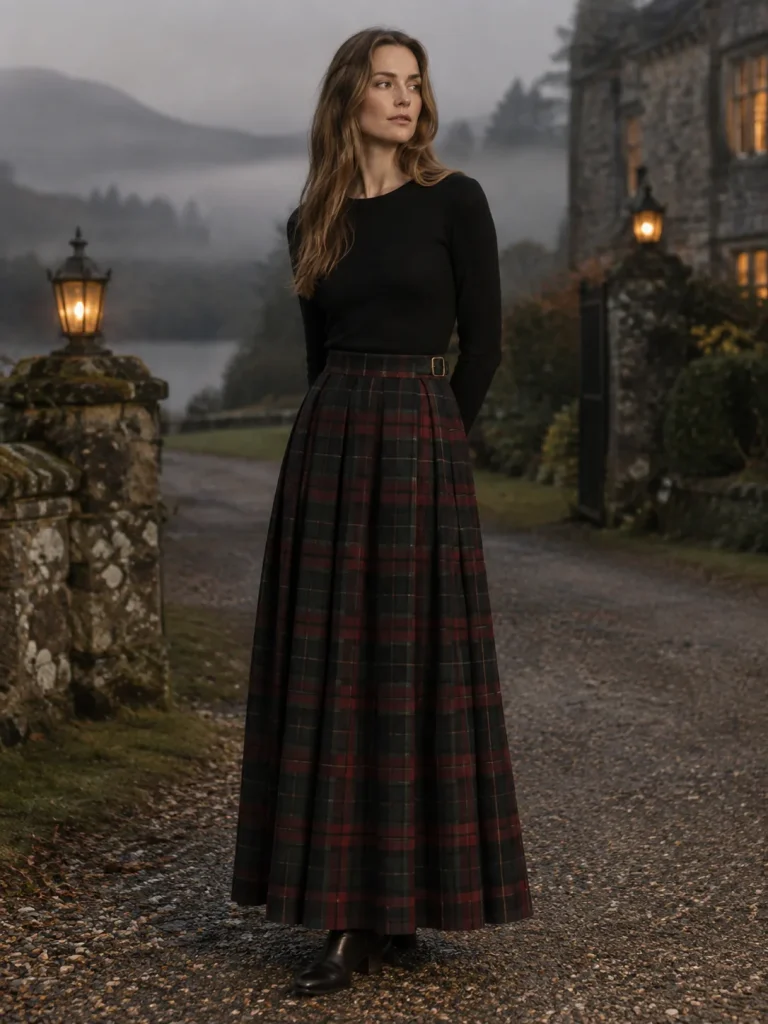 Longhand Tartan Maxi, worn