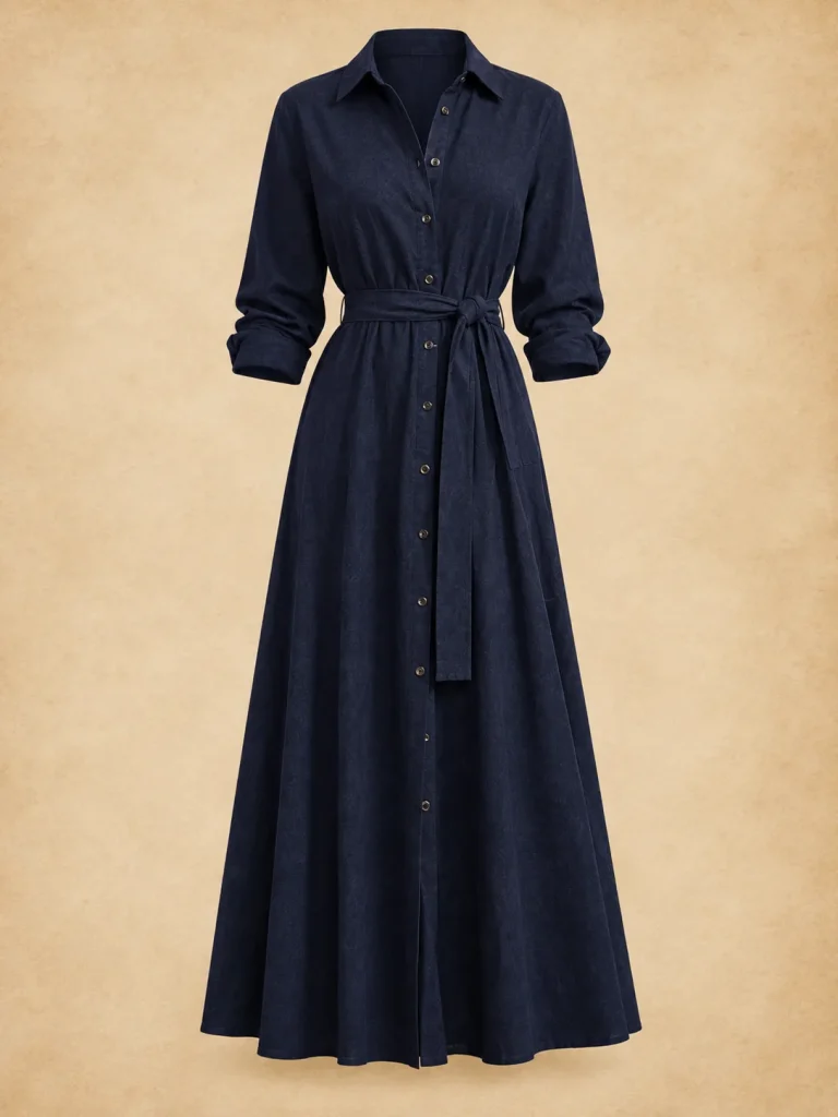 Midnight Library Shirt Dress, front view