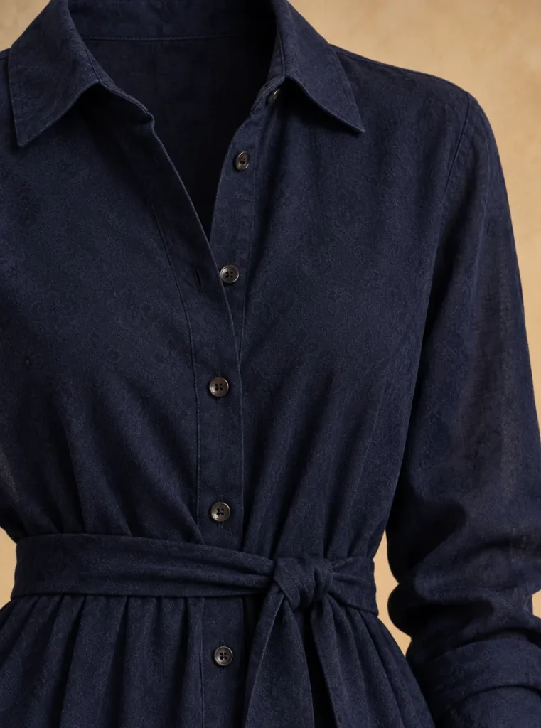 Midnight Library Shirt Dress, detail