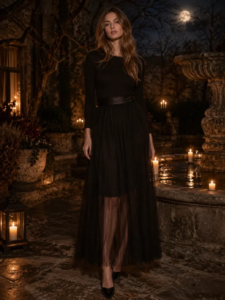 Moonlit Tulle Overlay Skirt, worn