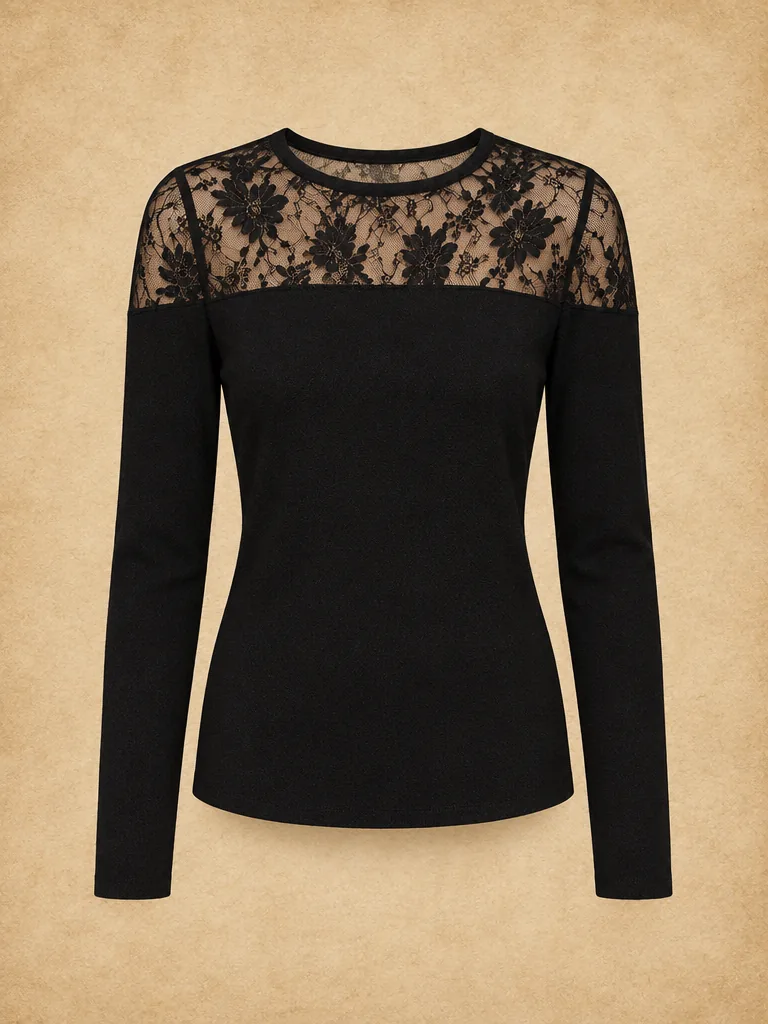 Nocturne Lace Yoke Top, front view