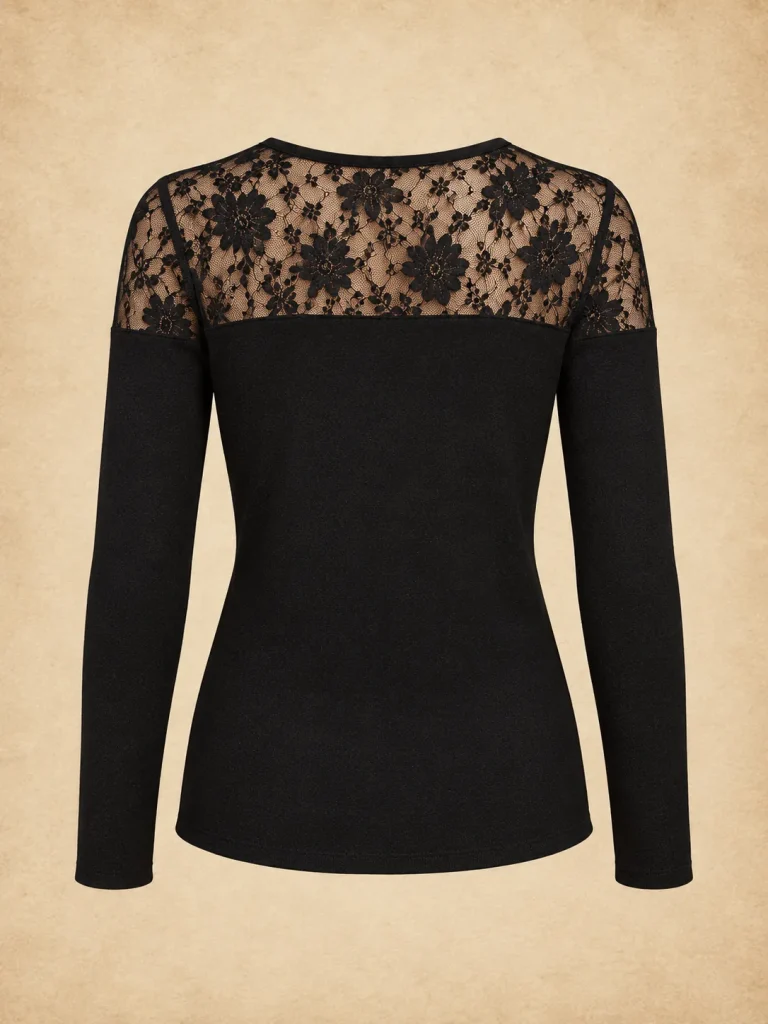 Nocturne Lace Yoke Top, back view