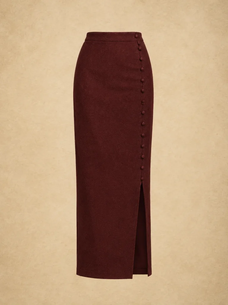 Sealing Wax Side Button Skirt, front view