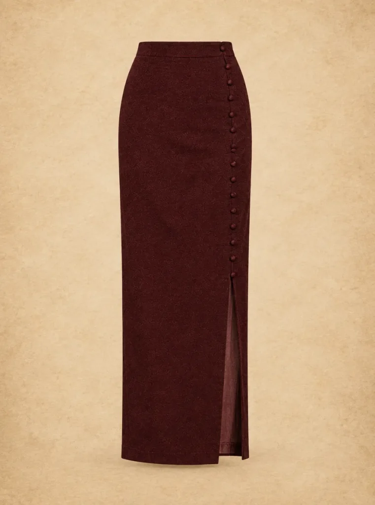 Sealing Wax Side Button Skirt, back view