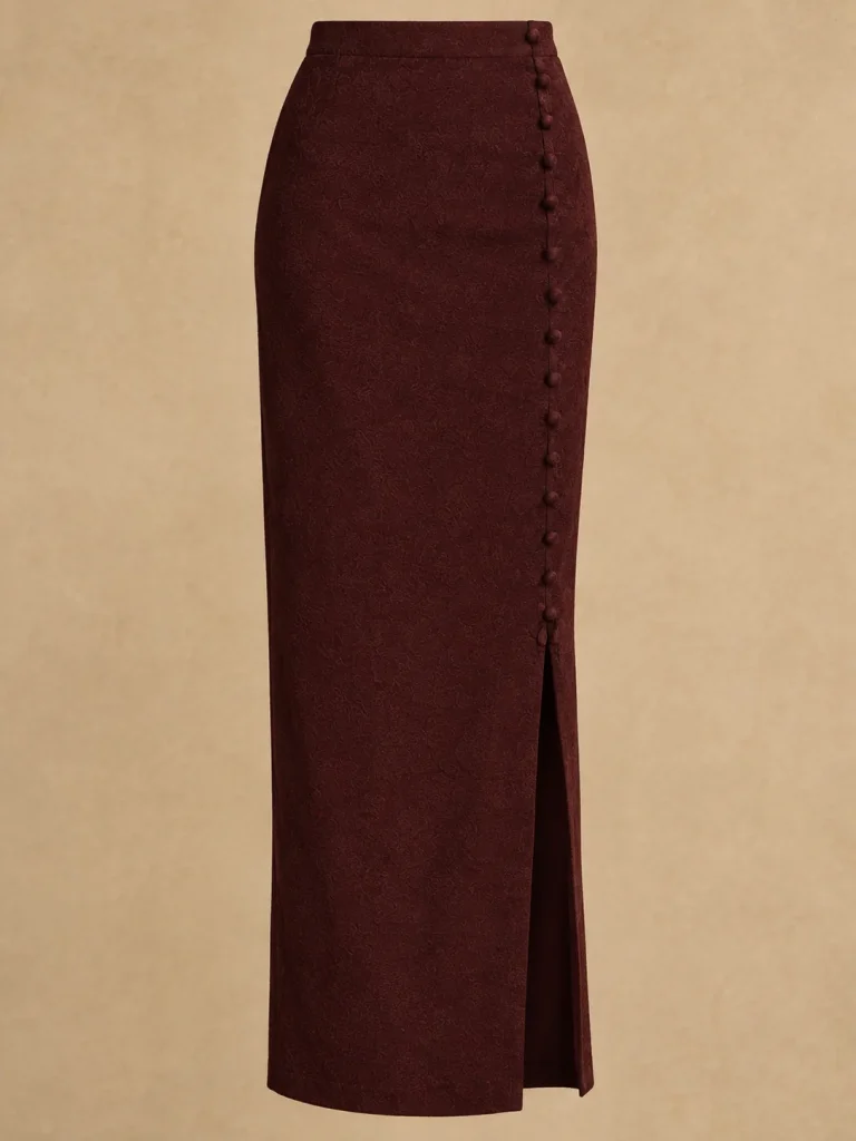 Sealing Wax Side Button Skirt, detail