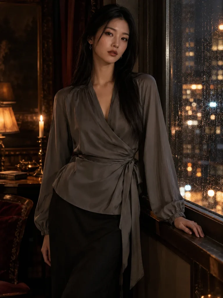 Vellum Wrap Blouse, worn