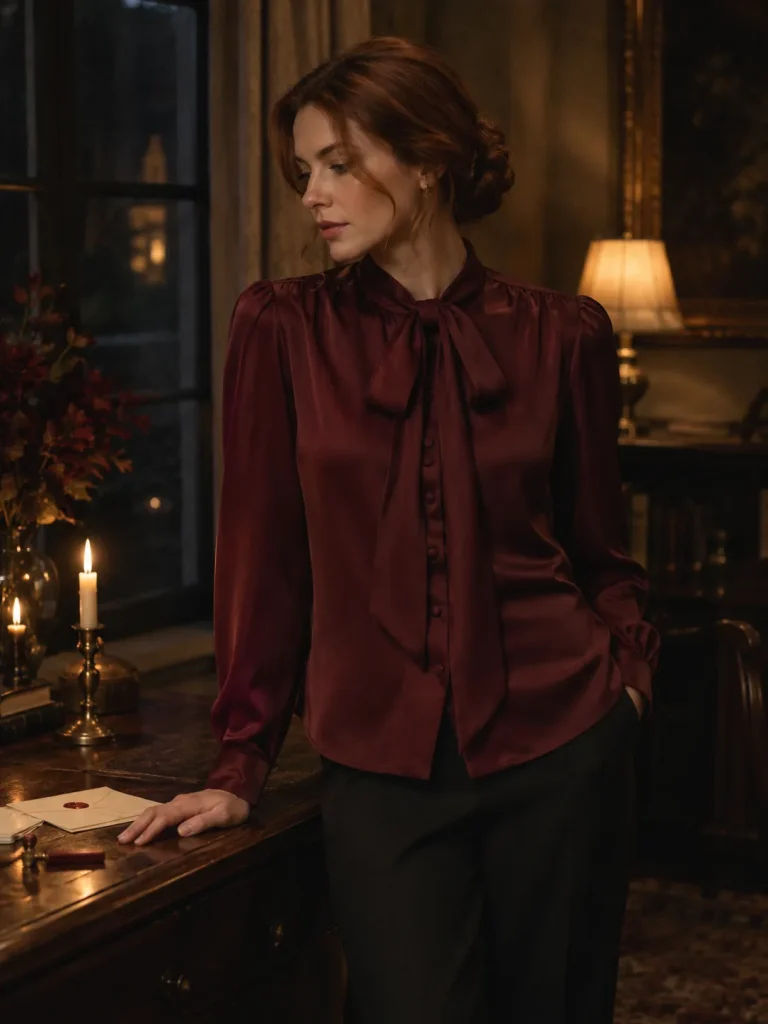 Wax Seal Bow Blouse, worn
